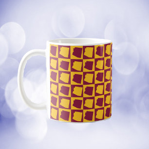 Mug Motif marron et or à damier de l'État d'Arizona