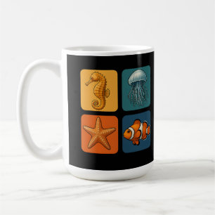 Mug Motif mignon de la vie marine - Hippocampe, méduse