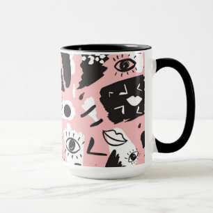 Mug Motif moderne abstrait d'oeil et de lèvres