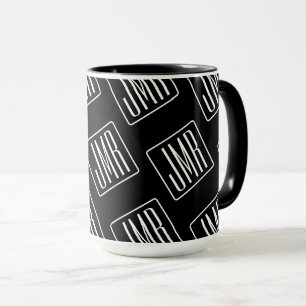 Mug Motif monogramme moderne Noir & Blanc