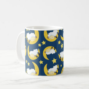 Mug Motif mouton, Mouton couché, Lune, Étoiles
