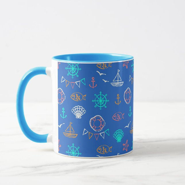 Mug Motif nautique 1 de dessin de craie (Gauche)