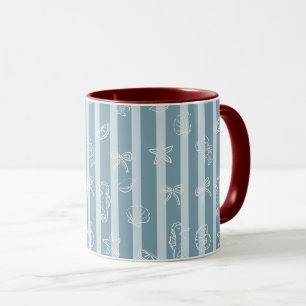 Mug Motif Nautique Côtiers Coquillage de Mer Bleue &
