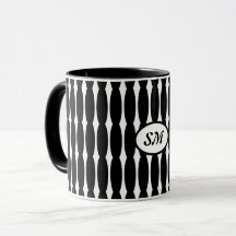 Motif noir et blanc, vos initiales ou monogramme