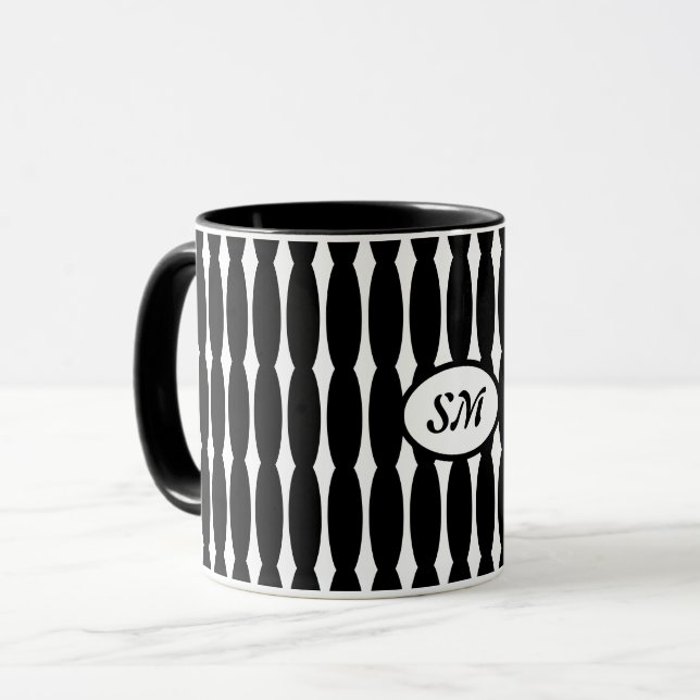 Mug Motif noir et blanc, vos initiales ou monogramme (Devant gauche)