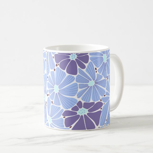 Mug Motif numérique de marguerite stylisé - bleu (Devant droit)