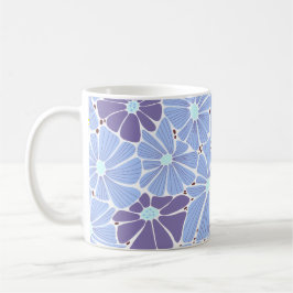 Mug Motif numérique de marguerite stylisé - bleu