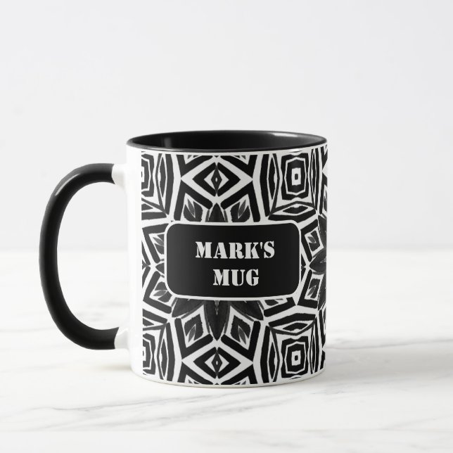 Mug Motif octogone noir et blanc (Gauche)