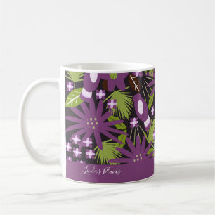 Mug Motif Oiseau de Jungle Fleur Tropicale Violette