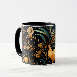 Mug Motif ornemental noir et or
