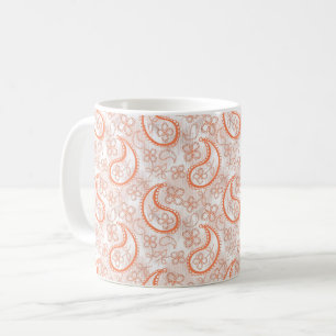 Mug Motif paisley monochrome beige blanc orange.