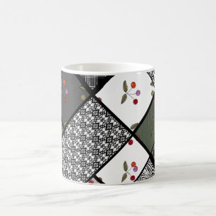 Mug Motif patchwork rustique Gris Olive