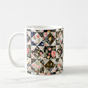 Mug motif patchwork transparent avec fleurs