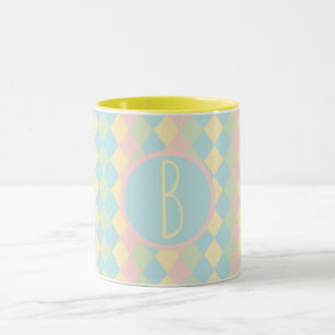 Mug Motif personnalisé Argyle de couleur pastel pour l