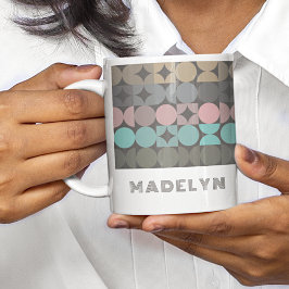 Mug Motif personnalisé de cercles et de carrés abstrai
