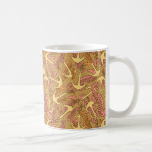 Mug Motif peu précis d'hippocampe et d'Ancre