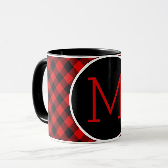 Mug Motif Plaid personnalisé Red Black Buffalo Check (Devant gauche)