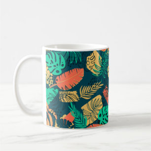 Mug Motif plat tropique dessiné à la main. Paume feuil