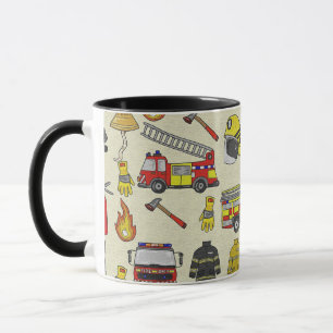 Mug Motif pompier, Camion-feu, Secourt, Flam