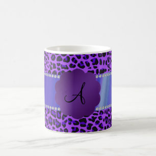 Mug Motif pourpre de léopard de monogramme