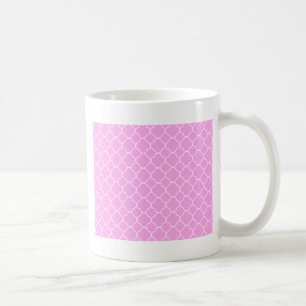 Mug Motif Quatrefoil Rose Et Blanc