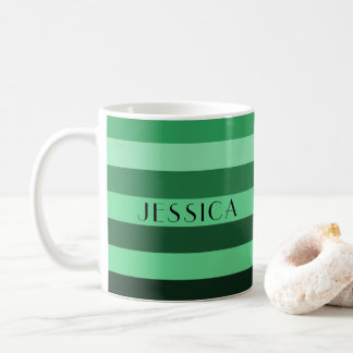 Mug Motif Rayures Vertes Modernes Nom