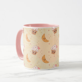 Mug Motif Rétro Cupcakes & Croissants