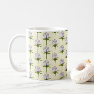 Mug motif rose blanc