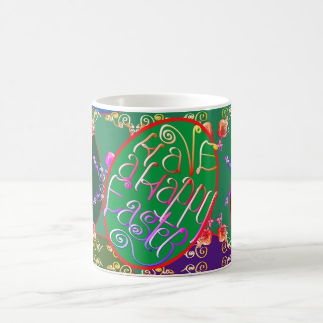 Mug Motif Rose des oeufs de Pâques avec nom (Centre)