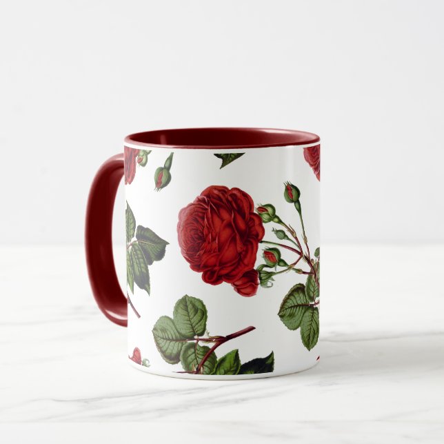 Mug Motif Roses Rouges (Devant gauche)