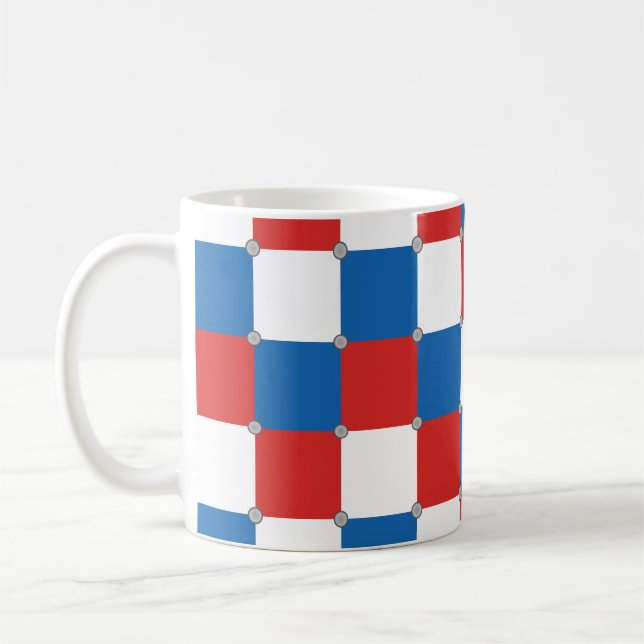 Mug Motif rouge blanc et bleu à damiers (Gauche)