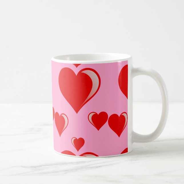 Mug Motif rouge et rose de Saint-Valentin de coeurs (Droite)
