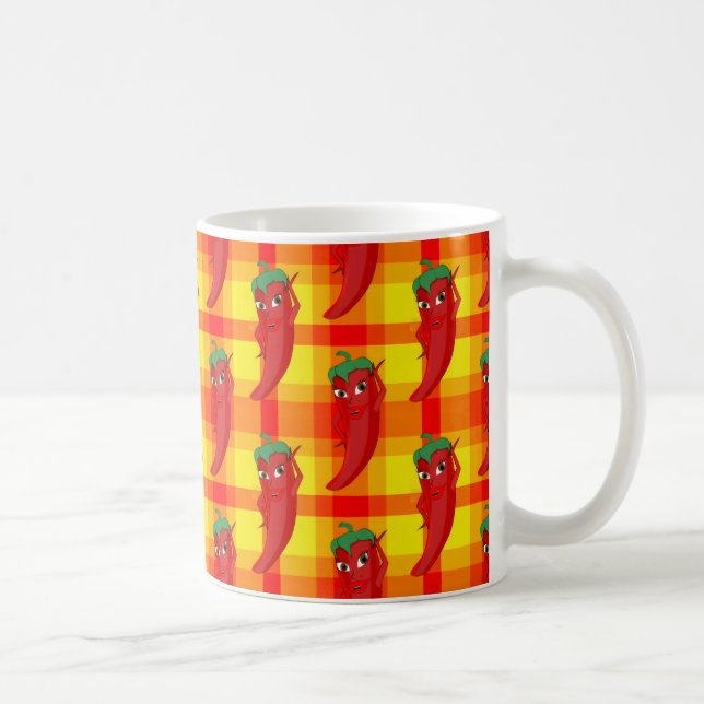 Mug Motif rouge Pepper Diva orange jaune Plaid (Droite)