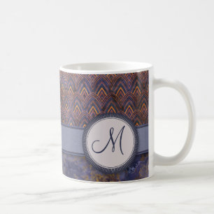 Mug Motif Royal Blue Feather avec Monogram