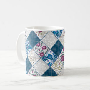 Mug Motif rustique à la mode bleu de chutes de tissu