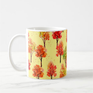 Mug Motif sans couture, arbres d'automne. illustr aqua