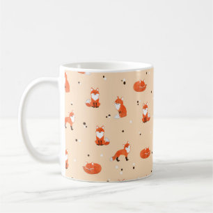 Mug Motif sans couture avec de mignons renards aquarel
