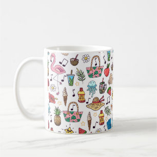 Mug Motif sans couture avec des éléments d'été. illust