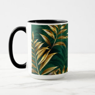 Mug Motif sans couture avec des fougères dorées