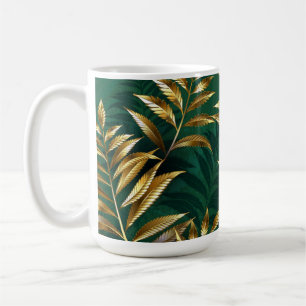 Mug Motif sans couture avec des fougères dorées