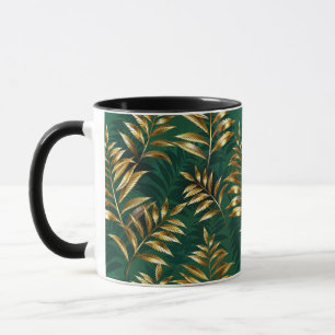 Mug Motif sans couture avec des fougères dorées