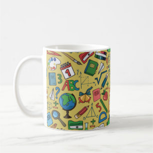 Mug Motif sans couture avec fournitures scolaires sur 