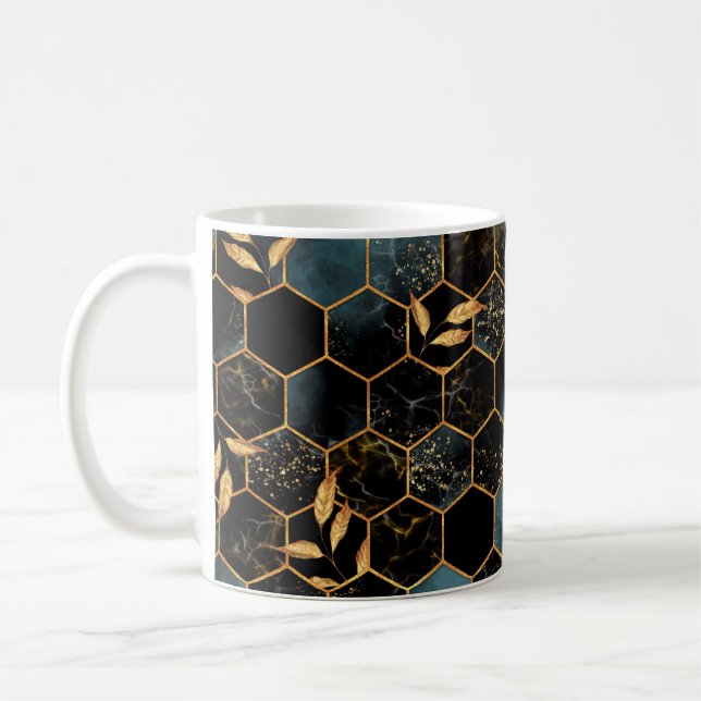 Mug Motif sans couture avec hexagone en marbre et le d (Gauche)