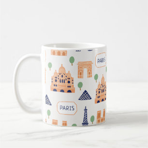 Mug Motif sans couture avec les monuments parisiens