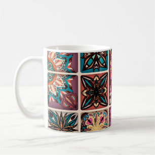 Mug Motif sans couture avec mandalas décoratives. Vint
