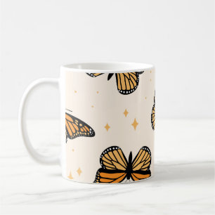 Mug Motif sans couture avec papillons monarques. Conte
