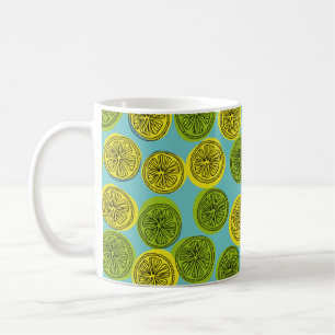 Mug Motif sans couture avec tranches de citron. illust