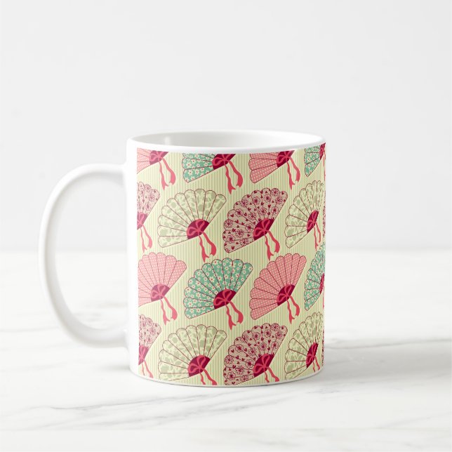 Mug Motif sans couture avec ventilateurs.  (Gauche)