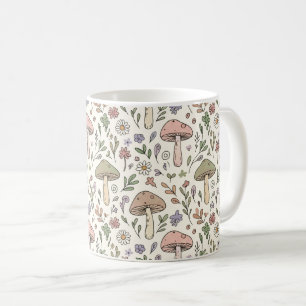 Mug Motif sans couture Champignon Terne Beige Neutre