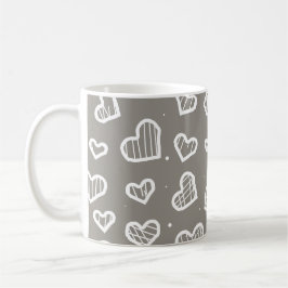Mug Motif sans couture Cœurs artistiques - Fond gris